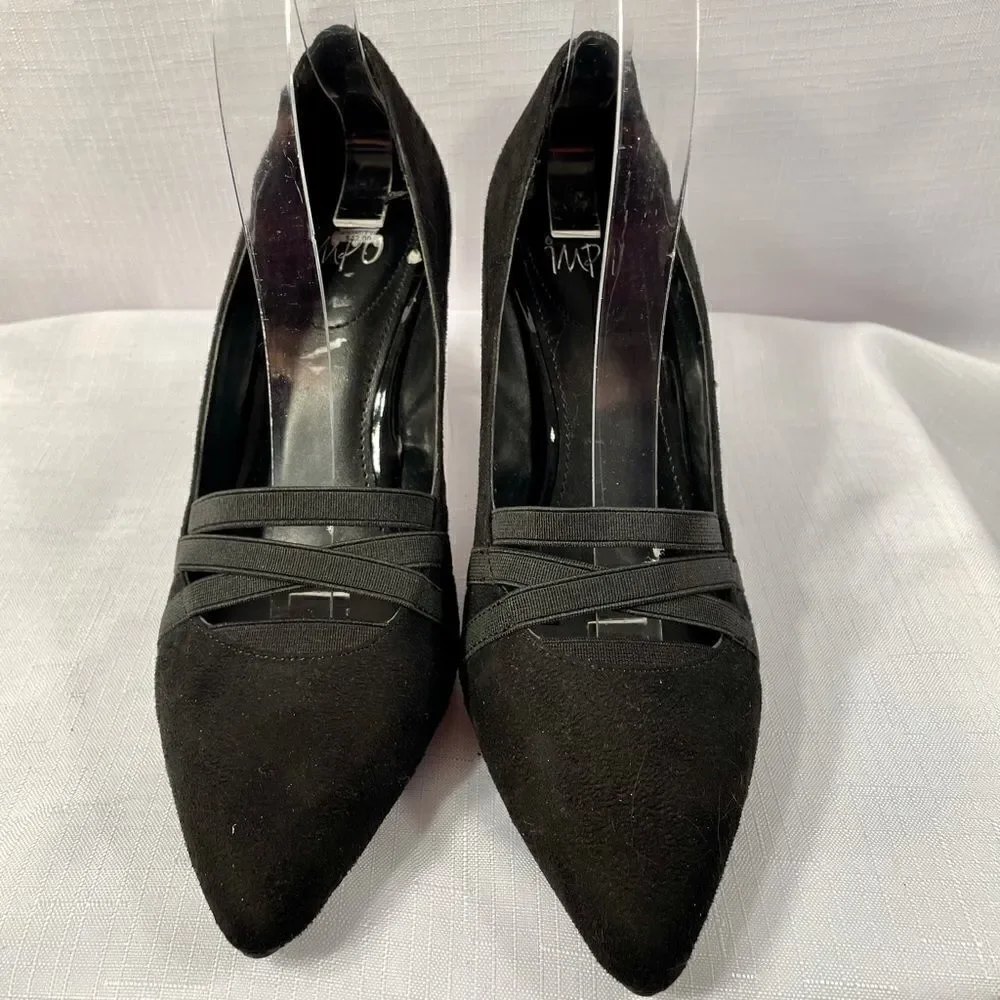 BLACK SUEDE 3.5” HEEL TELYA by IMPO SIZE 7